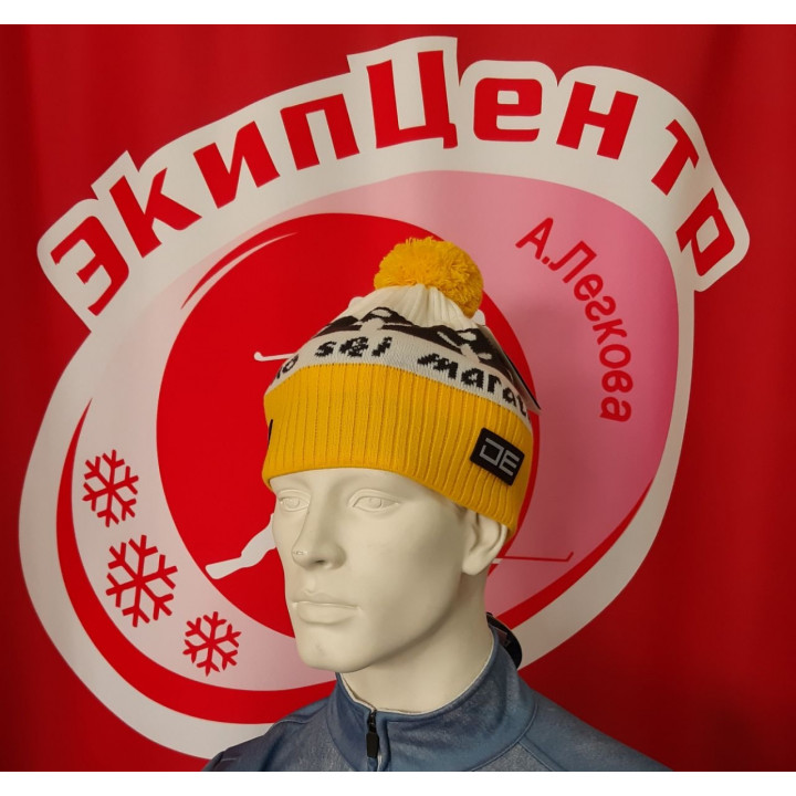 Шапка DE "Деминский лыжный марафон" т.сер/желт/бел